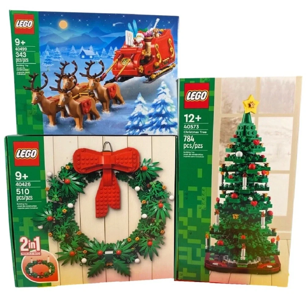 LEGO Lot of 3 Christmas Santa's Sleigh 40499 Wreath 40426 Christmas Tree 40573